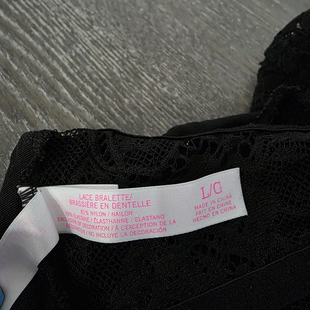 EUC PINK Victoria's Secret Black Lace Bralette - L - Picture 5 of 6